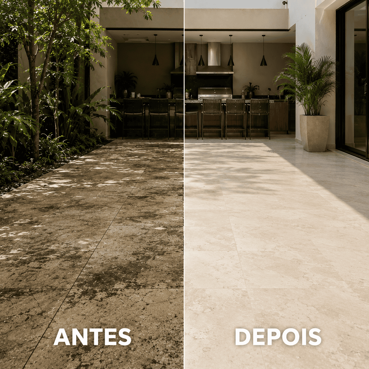 Antes e depois limpeza de piso Campinas